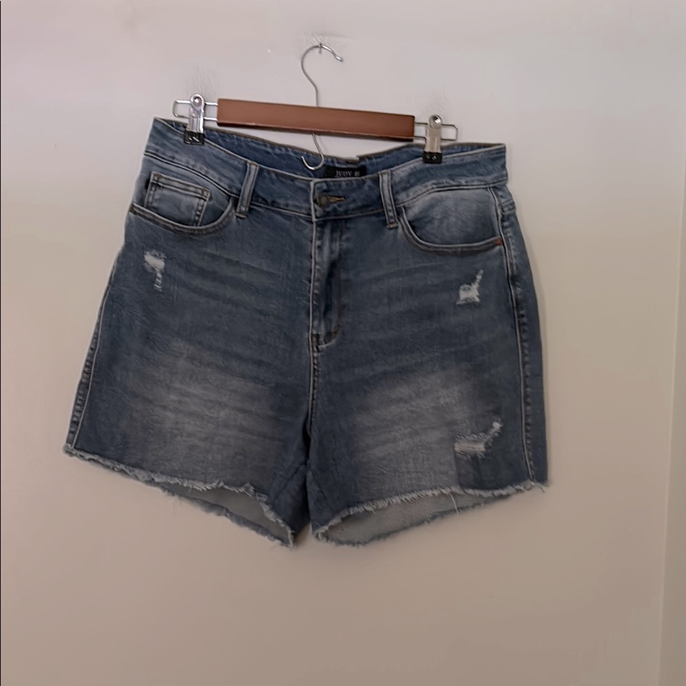 Judy Blue Distressed Frayed Hem Shorts Size 1XL